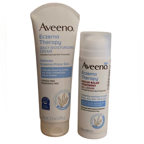 Aveeno Eczema Therapy Set Of 2: Daily Moisturizing Cream & Rescue Relief Cream - Picture 1 of 3